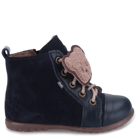 Helsinki Roczki® membrana granatowe trzewiki dziecięce ze skóry naturalnej z misiem