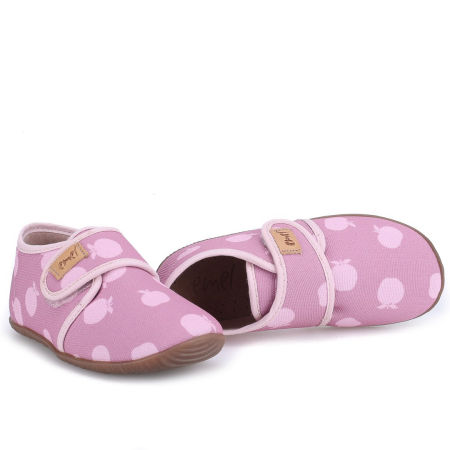 Kapcie Barefoot dla dzieci różowe w jabłuszka zdjęcie 4