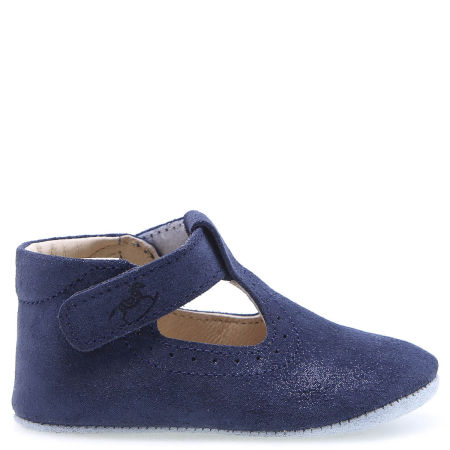 Niechodki baleriny granatowe ze skóry naturalnej na rzep