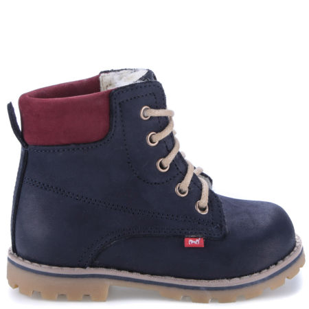 Geneva membrana granatowe traperki dziecięce ze skóry naturalnej