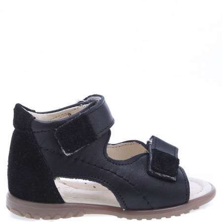 Malibu Roczki® czarne sandały dziecięce ze skóry naturalnej