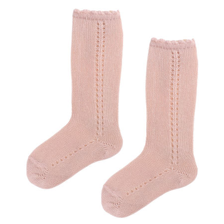 Podkolanówki ażurowe dla dziewczynki różowe