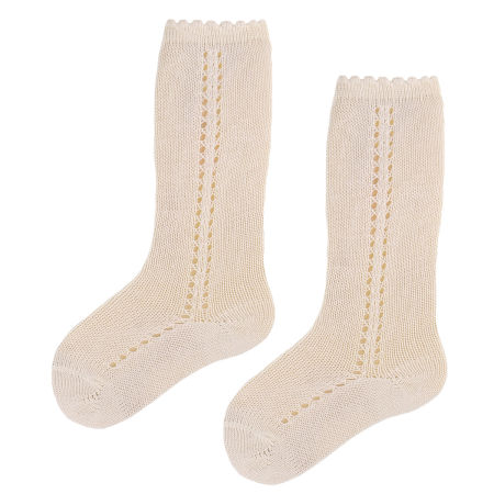 Podkolanówki ażurowe dla dziewczynki ecru