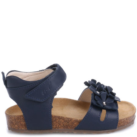 Cannes granatowe sandały dziecięce ze skóry naturalnej z kwiatuszkami