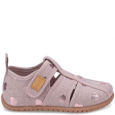 Kapcie dla dzieci różowe serduszka z wycięciami