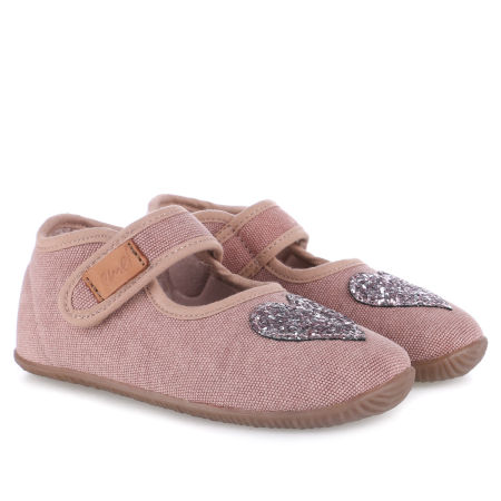 Kapcie Barefoot dla dzieci różowe z brokatowym serduszkiem zdjęcie 1