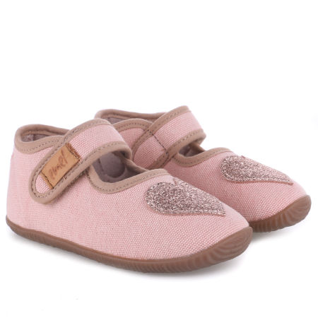 Kapcie Barefoot dla dzieci różowe z serduszkiem zdjęcie 1