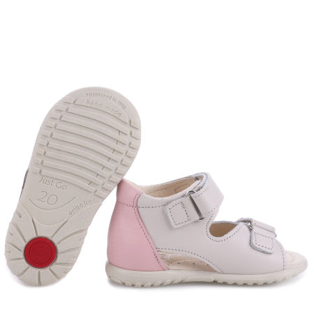 Malibu Roczki® biało-różowe sandały dziecięce ze skóry naturalnej - ES 2435-28 zdjęcie 2