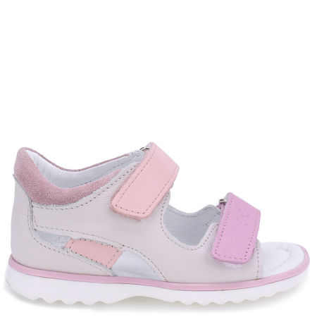 Puerto biało-różowe sandały dziecięce ze skóry naturalnej 