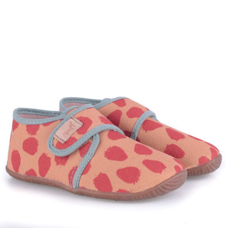 Kapcie Barefoot dla dzieci pomarańczowe w truskaweczki zdjęcie 1