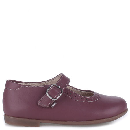 Bella bordowe baleriny dziecięce ze skóry naturalnej