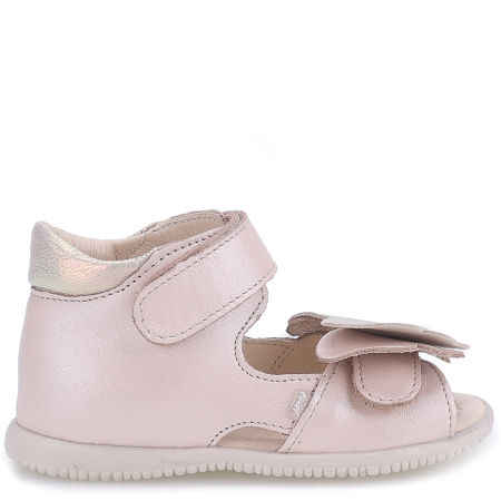 Malaga Roczki® beżowe sandały dziecięce ze skóry naturalnej z motylkiem