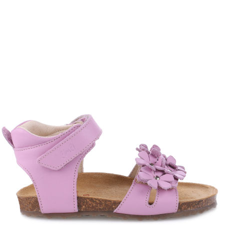 Cannes różowe sandały dziecięce ze skóry naturalnej z kwiatuszkami