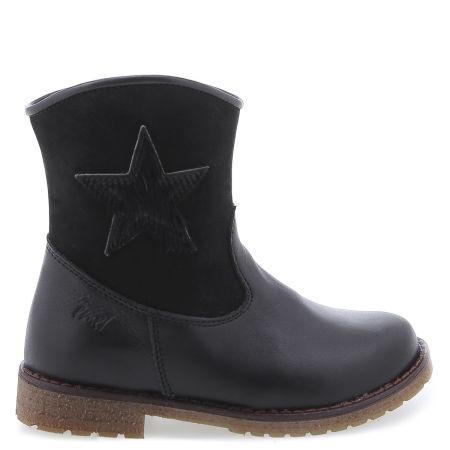 Luna czarne kozaki dziecięce ze skóry naturalnej