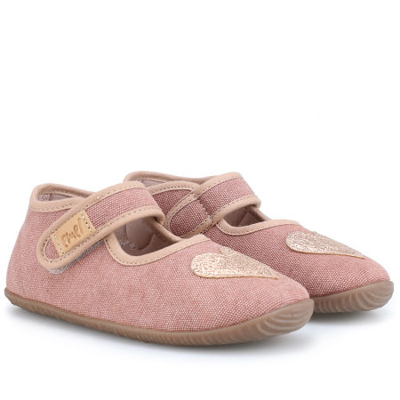 Kapcie Barefoot dla dzieci różowe z serduszkiem zdjęcie 1