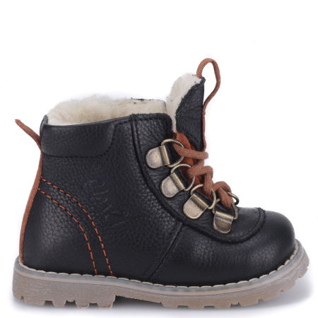 Ontario membrana czarne trzewiki dziecięce ze skóry naturalnej