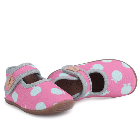 Kapcie Barefoot dla dzieci różowe w jabłuszka zdjęcie 4