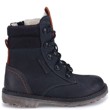 Yukon membrana granatowe traperki dziecięce ze skóry naturalnej