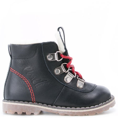 Ontario membrana czarne traperki dziecięce ze skóry naturalnej