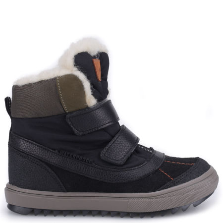 Elbrus membrana czarne śniegowce dziecięce ze skóry naturalnej