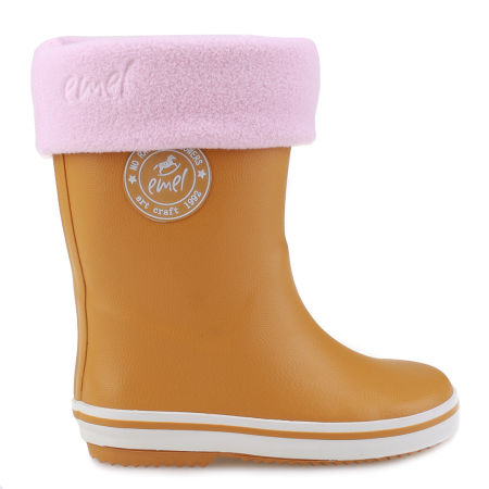 Zestaw Żółte Kalosze K100-13 + Ocieplacze Różowe