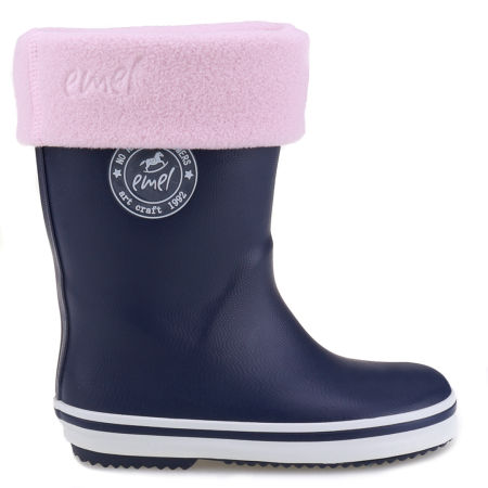 Zestaw Granatowe Kalosze K100-15 + Ocieplacze Różowe