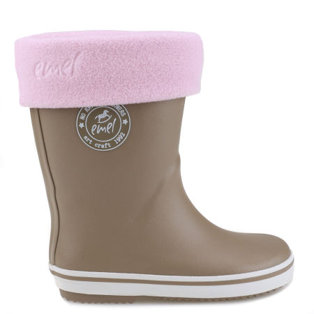 Zestaw Oliwkowe Kalosze K100-9 + Ocieplacze Różowe