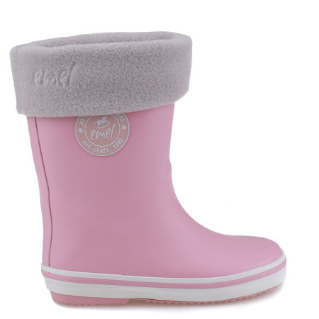 Zestaw Różowe Kalosze K100-12 + Ocieplacze Szare