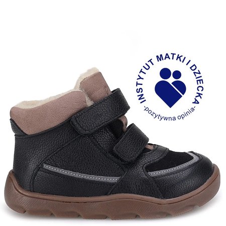 Atlas barefoot membrana czarne trzewiki dziecięce ze skóry naturalnej
