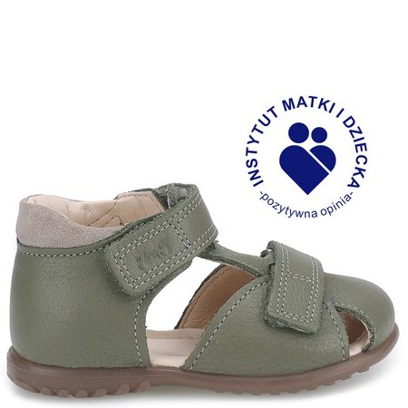 Alicante Roczki® zielone sandały dziecięce ze skóry naturalnej