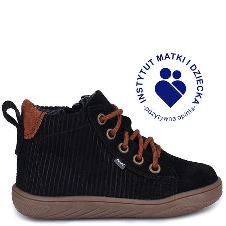 Etna barefoot membrana czarne trampki dziecięce ze skóry naturalnej