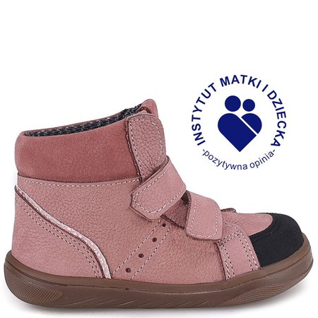 Nilo barefoot membrana różowe trzewiki dziecięce ze skóry naturalnej