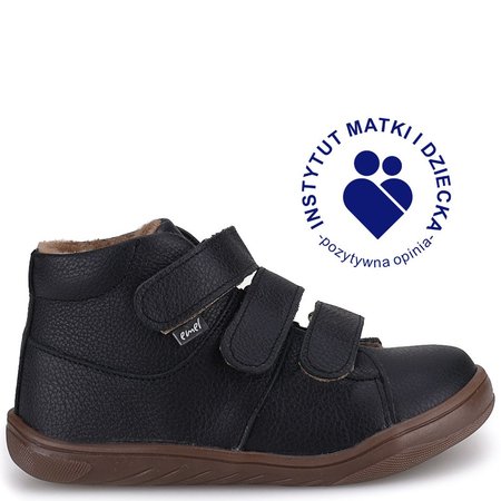 Pico barefoot membrana czarne trampki dziecięce ze skóry naturalnej