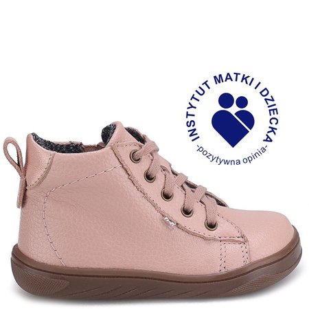 Etna barefoot membrana różowe trampki dziecięce ze skóry naturalnej