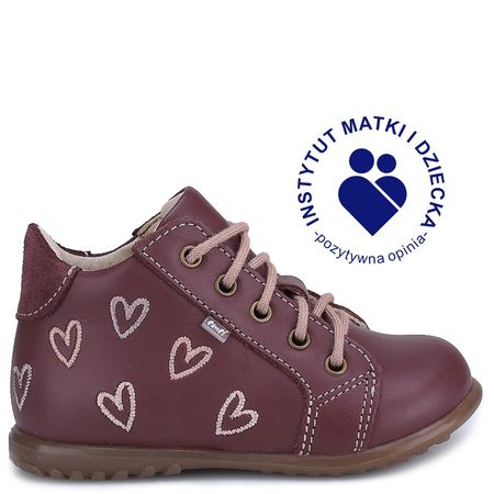 London Roczki® bordowe trzewiki dziecięce ze skóry naturalnej
