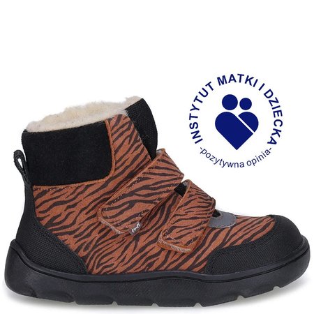 Inari barefoot membrana brązowe trzewiki dziecięce ze skóry naturalnej