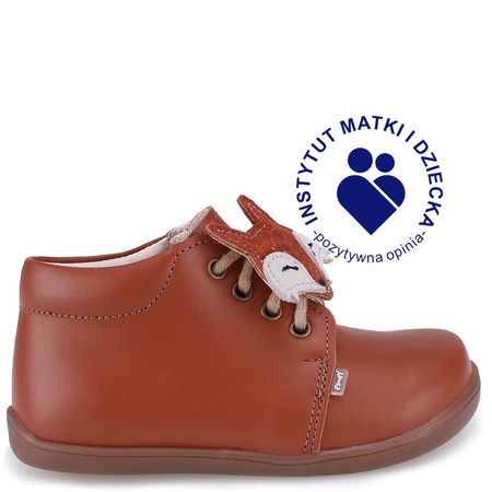 Arno barefoot brązowe trzewiki dziecięce ze skóry naturalnej z liskiem