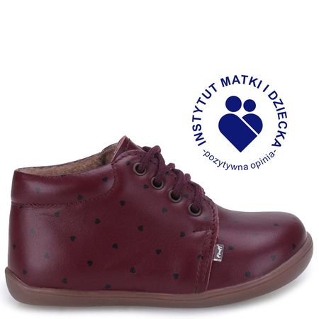 Arno barefoot membrana bordowe trzewiki dziecięce ze skóry naturalnej