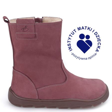 Amur barefoot membrana różowe kozaki dziecięce ze skóry naturalnej