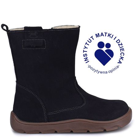 Amur barefoot membrana czarne kozaki dziecięce ze skóry naturalnej