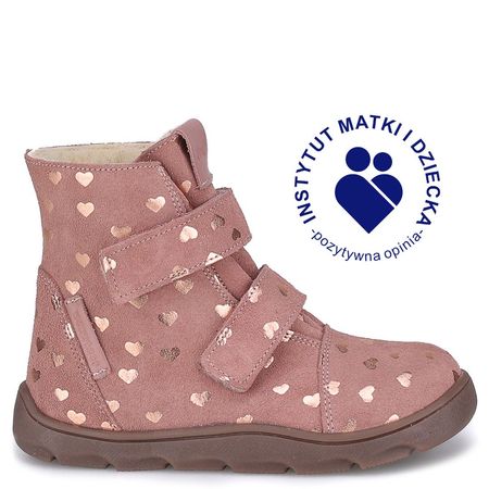 Montana barefoot różowe trzewiki dziecięce ze skóry naturalnej