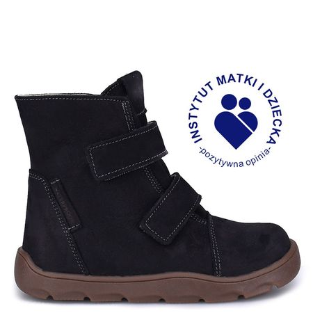 Montana barefoot czarne trzewiki dziecięce ze skóry naturalnej