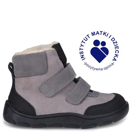 Inari barefoot membrana szare trzewiki dziecięce ze skóry naturalnej